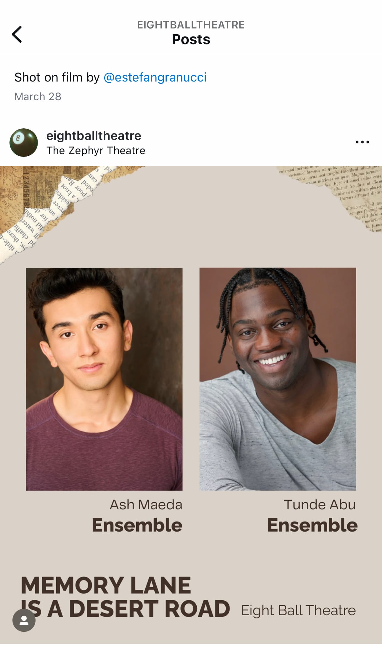 Memory Lane is a Desert Road | My Theatre Experience