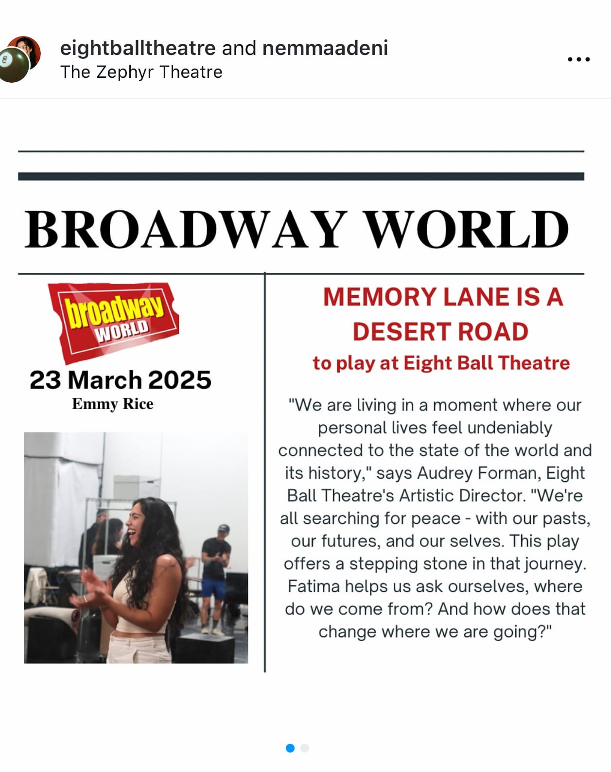 Memory Lane is a Desert Road | My Theatre Experience